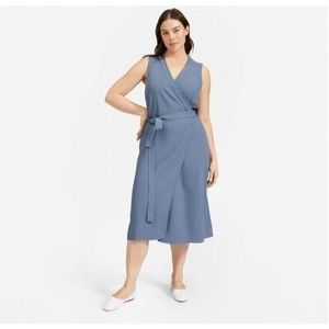 EVERLANE Dress Women's X-Large XL Dusty Blue Japanese GoWeave Wrap Dress